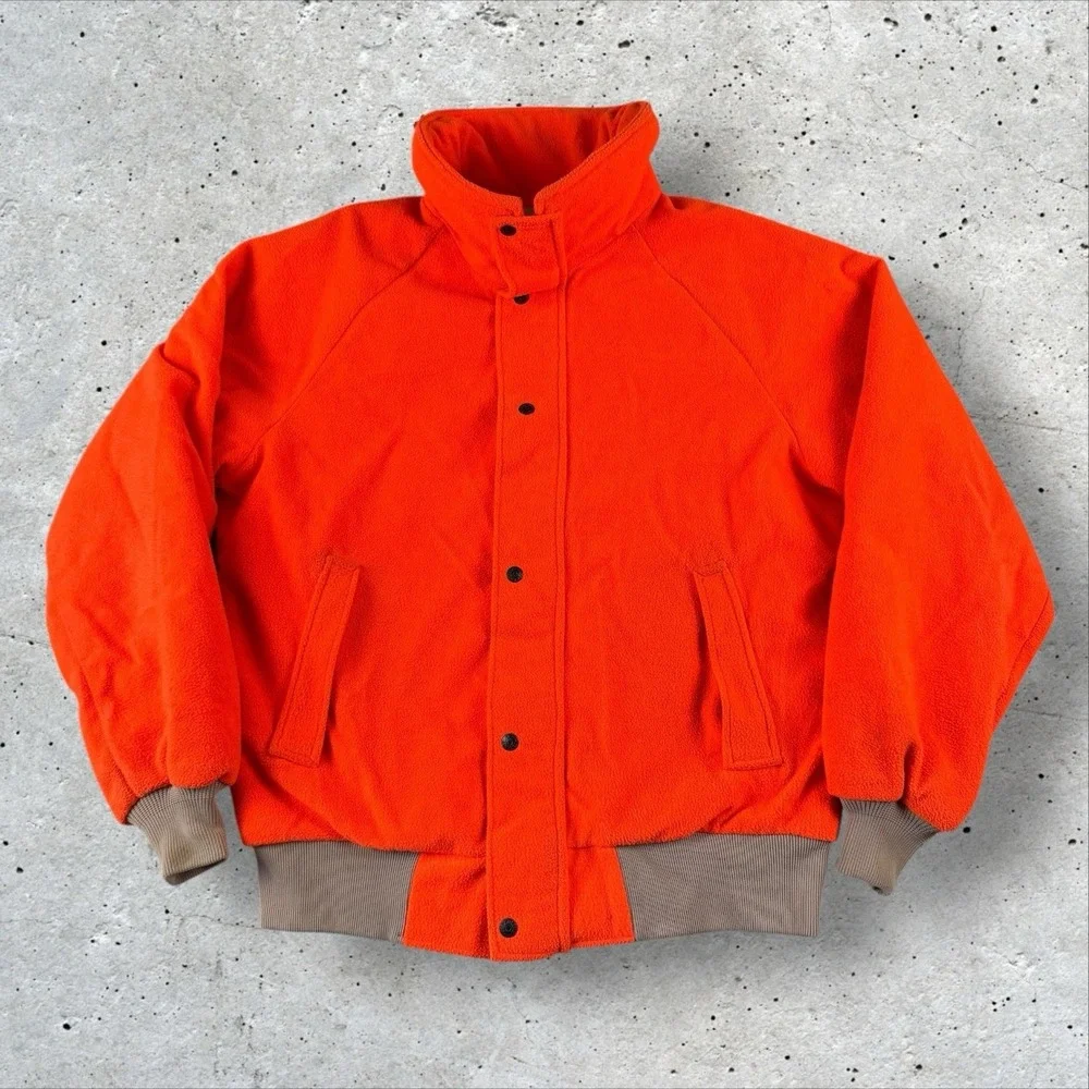 Vintage Fieldline Blaze Orange‎ Fleece Hunting Jacket XL Polarfleece Malden